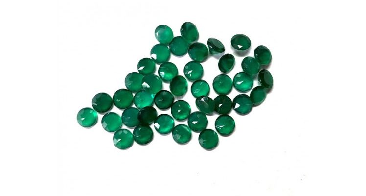 5 Pieces Natural 6mm Green Onyx Faceted Round Stone