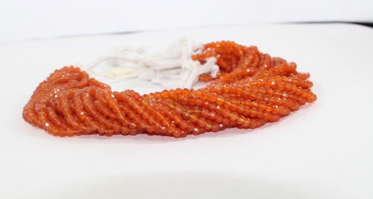 Natural Carnelian Faceted Round Ball Beads Strand