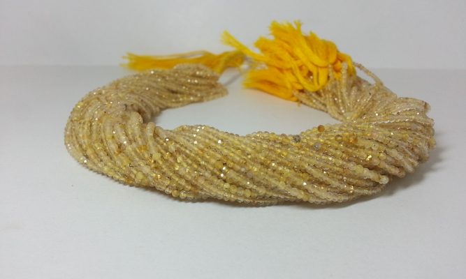 Natural Golden Rutile Micro Faceted Beads Strand 2mm