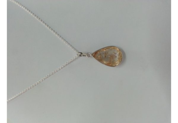 golden rutile pear pendant