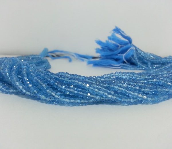 Blue Topaz Round Shape 3-4mm Beads 13 Full Strand Beads
