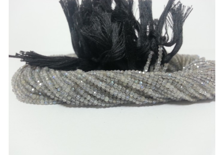 Details about / Labradorite Silver Coated 2 mm Faceted Round Center Drill beads 13 Inches strand