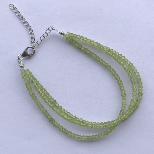 ON SALE - Natural Peridot Faceted Rondelle Beads Bracelet