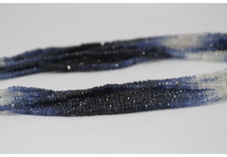 AAA+ Quality 12.5 Inches Strand Size-3.7mm Natural Multi Sapphire Shaded Faceted Rondelle Shape Beads