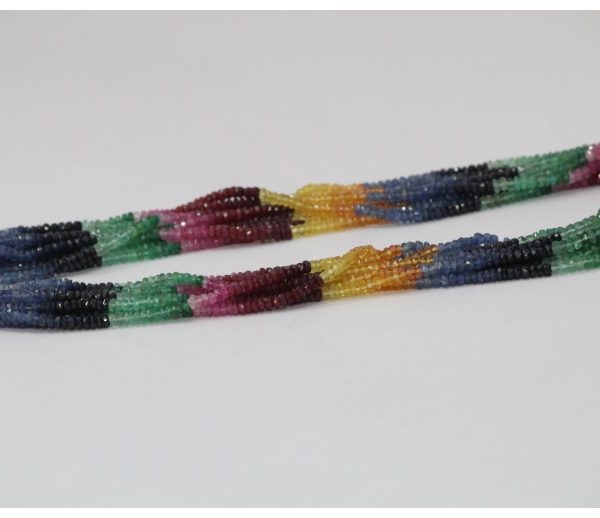 Highest Quality MULTI Color Sapphire Gemstone BeadsNatural Rondelle Shape 3mm 12\u201dFaceted Micro Cut Multi Sapphire Beads 1Strands !!