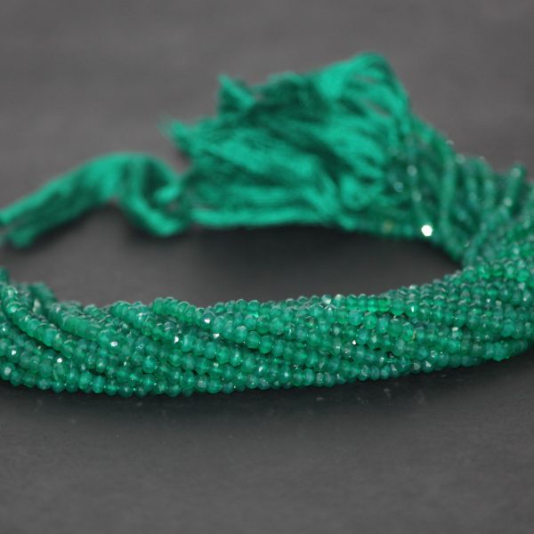 Light Green Onyx Diamond Cutting Faceted Beads 13 inches MC3JJE76A 2.20-2.30 mm Sold By Strand Light Green Onyx  Rondelle Beads