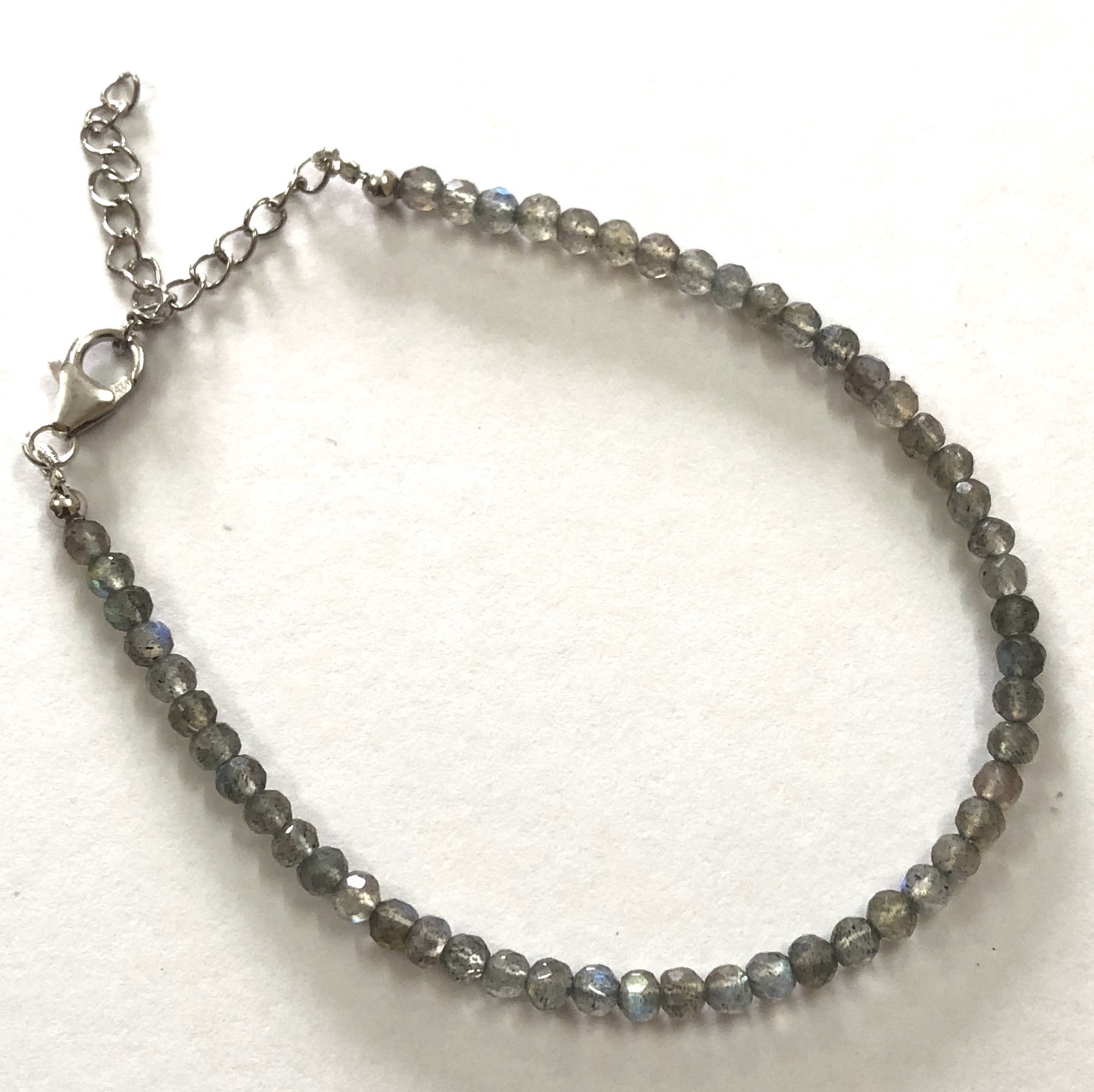 ON SALE - Natural Labradorite Faceted Round Beads Bracelet