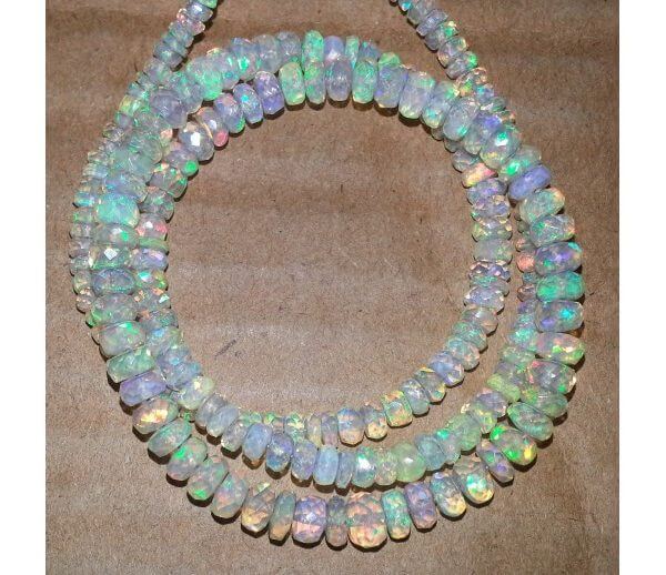 16 inch strand Opal Beads AAAA Quality Natural Welo Ethiopian Opal Faceted Rondelle Beads Fire Opal Beads opal necklace 3 mm To 5 mm