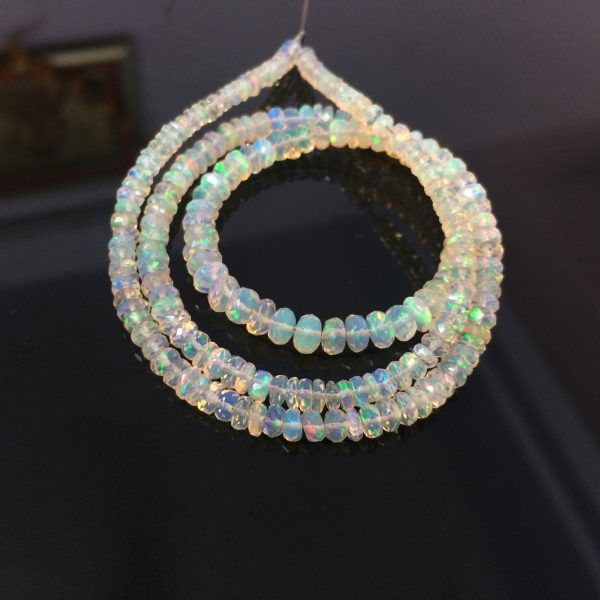 Ethiopian Opal 4-6.5mm Faceted Wheel AAA+ Grade Gemstone Beads Strand -  156822