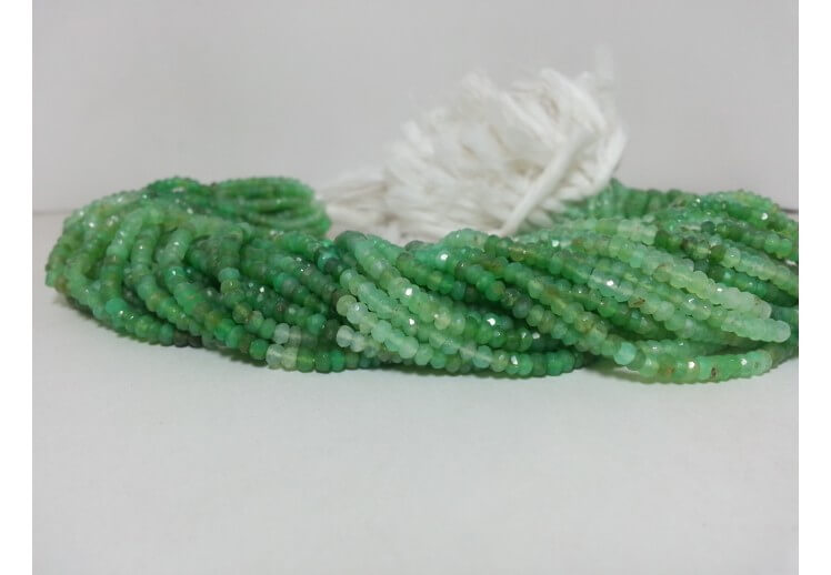 Natural Green Chrysoprase Faceted Rondelle Beads 3MM 13