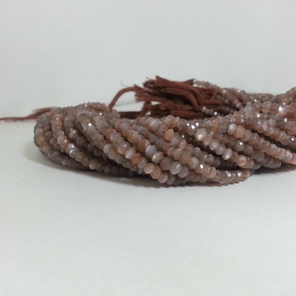 1 Strand Natural Chocolate Moonstone Rondelle Faceted 4mm Gemstone Beads 13"inch