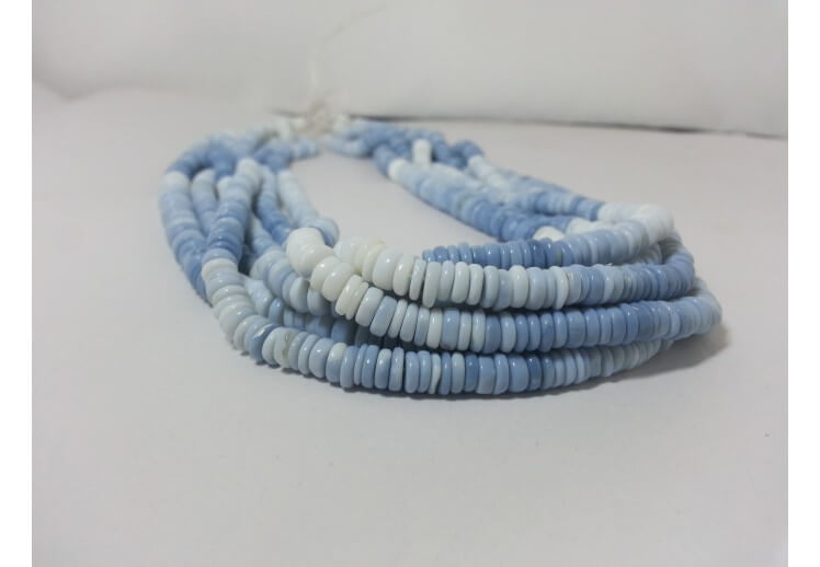 5mm Natural Blue Opal Smooth Heishi Beads At Wholesale Price