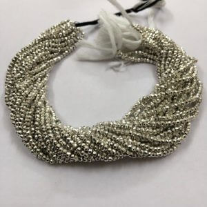 4mm silver pyrite beads