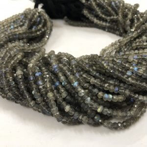 ROUND SHAPE 505.00 CTS NATURAL 3 LINES LABRADORITE FACETED BEADS NECKLACE RS 
