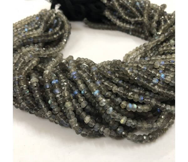 Natural Labradorite Faceted Rondelle in 14.5 8-10mm Healing Gemstone Beads