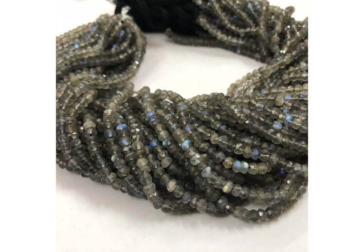 Lot ! Natural Blue Labradorite Gemstone 3-4mm Rondelle Beads 12.5" Loose Strand 