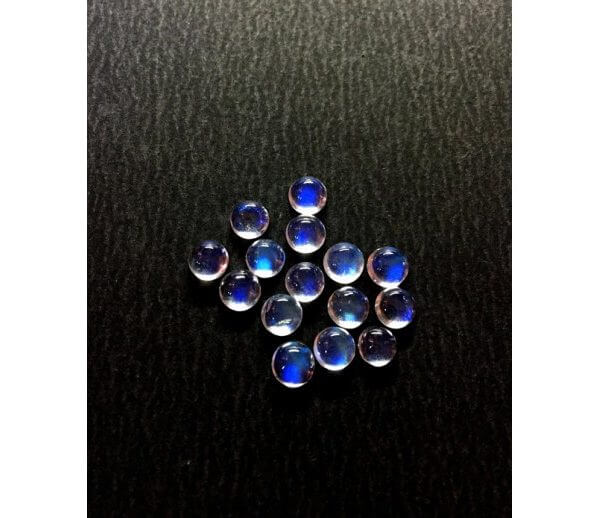 50 Pieces Lot 4x4 mm Round Natural Rainbow Moonstone Cabochon Loose Gemstone