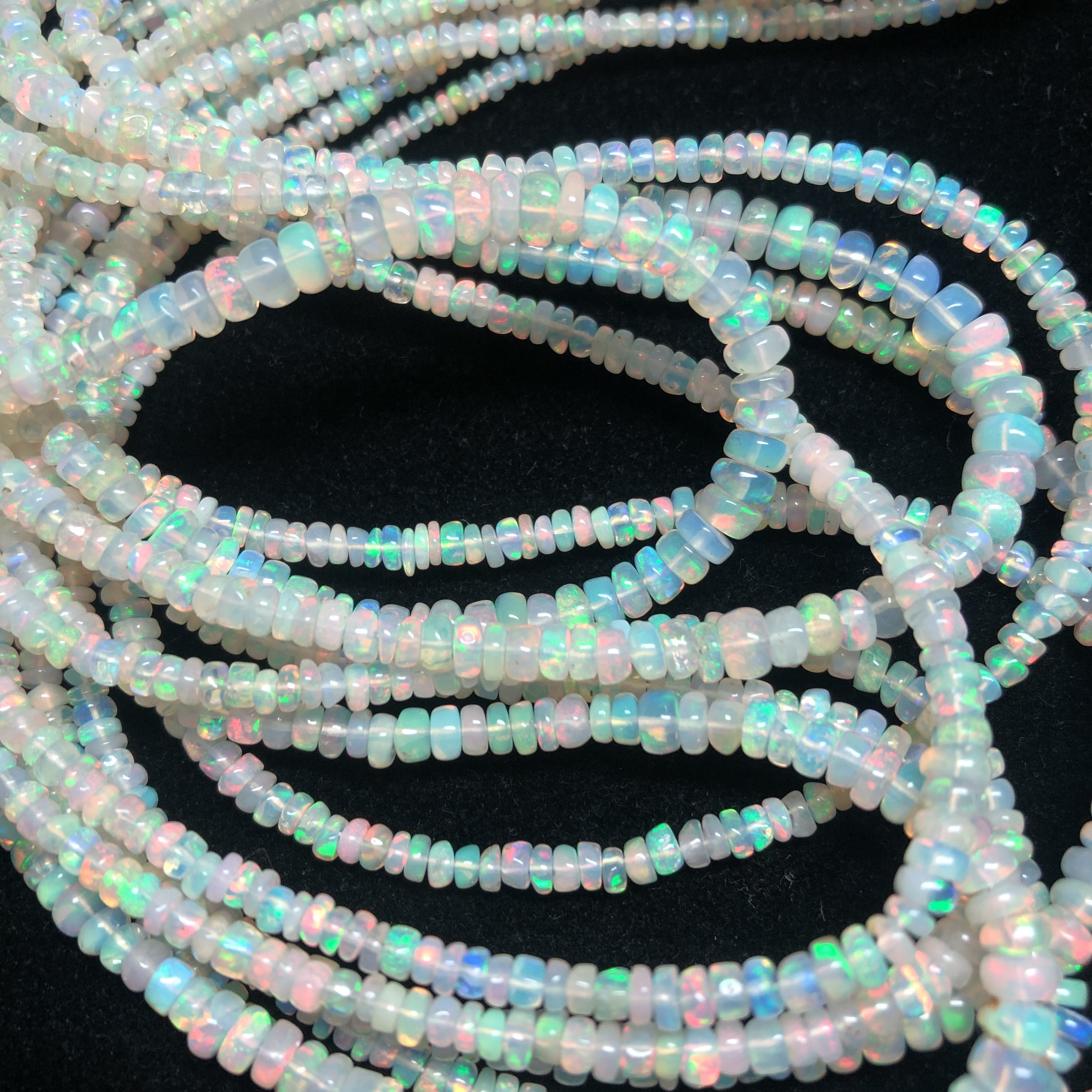 Ethiopian Black Fire Opal Beads Strand,Black Opal Rondelle Beads Strand,Black Fire Opal Strand,Making For Jewellery: 4X3 MM