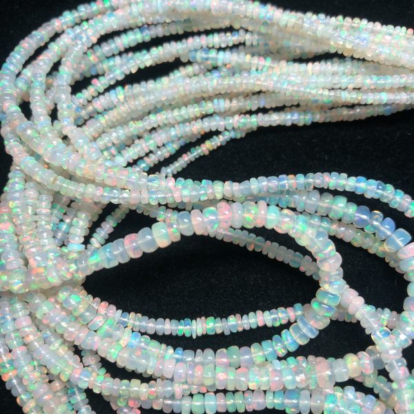 3-5 MM size Beads Opal Beads | Wholesale Beads yellow Multi Fire Opal Natural Ethiopian Opal Beads Smooth opal Rondelle Beads