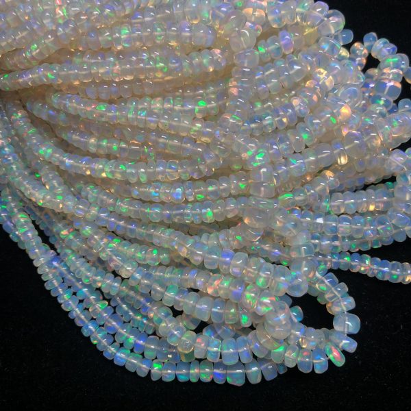 3-5mm AAA Ethiopian Opal Smooth Rondelle Beads Strand