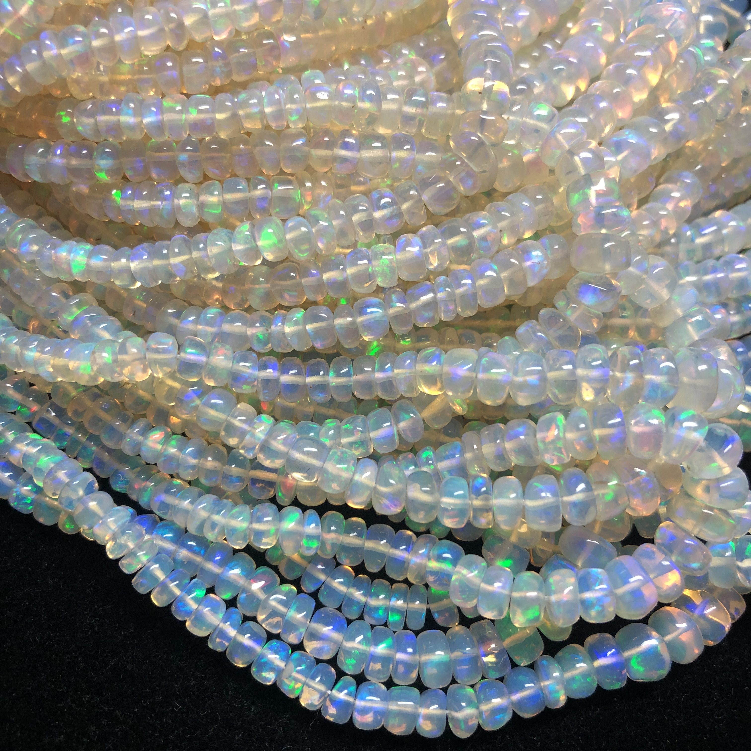 3-5mm AAA Ethiopian Opal Smooth Rondelle Beads Strand