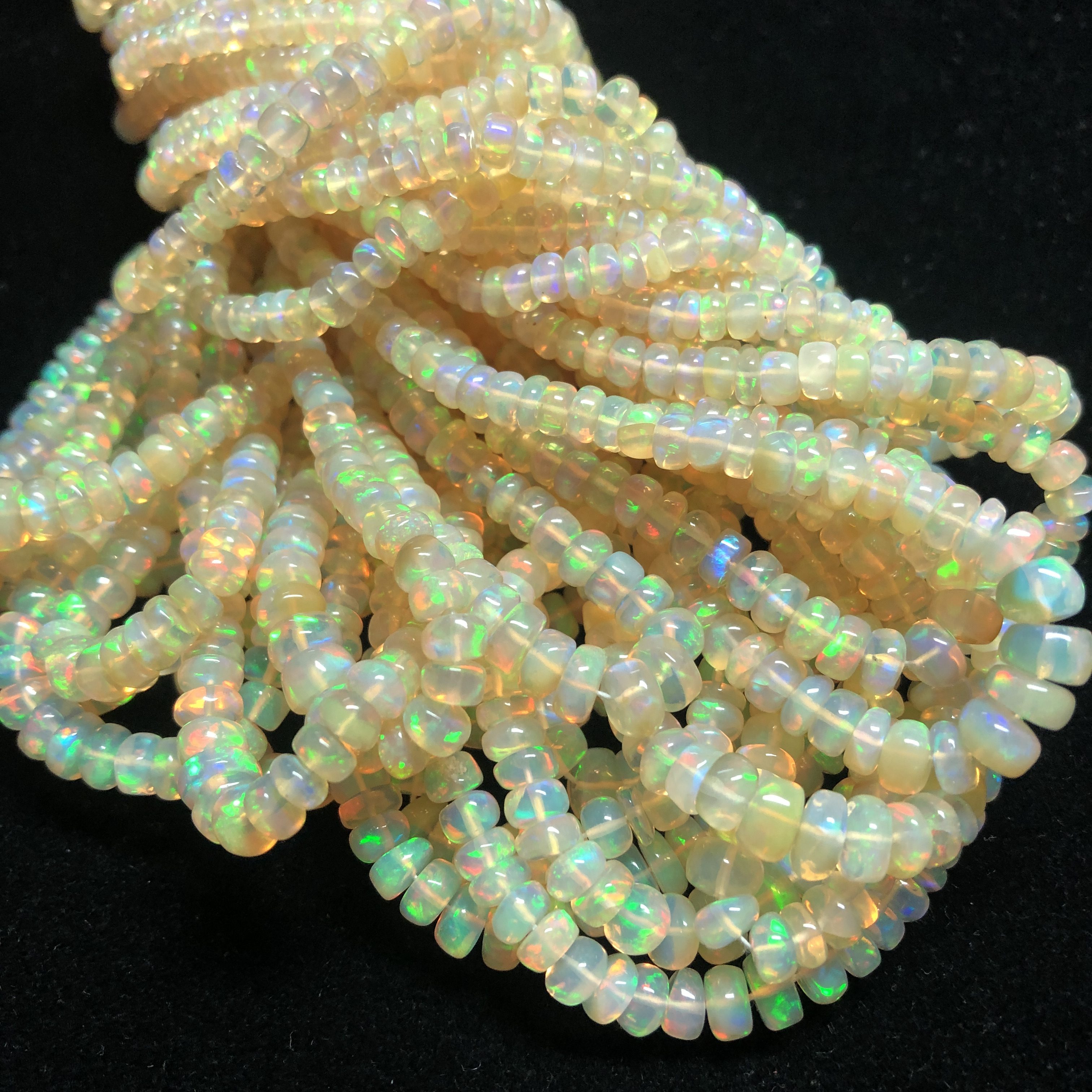 Flashy Opal Rondelle Beads 4-4.5mm Opal Faceted Rondelle Beads AAA Quality Ethiopian Opal Rondelle Beads Opal Rondelle Beads
