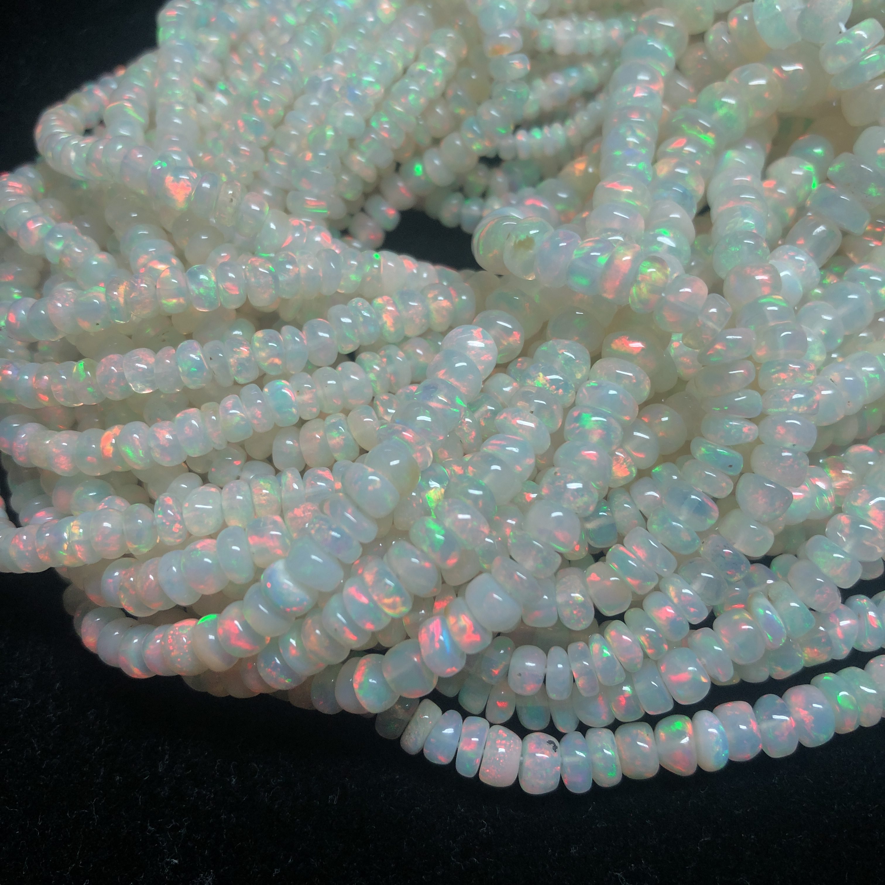 ON SALE - White Milky Ethiopian Opal Smooth Rondelle Beads