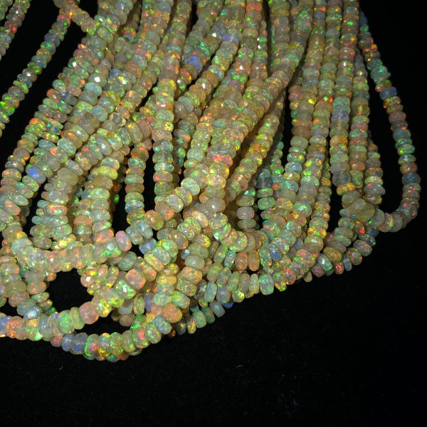Welo Ethiopian Shaded Opal Faceted Rondelle Beads Fire Opal Beads Wholesale Opal Beads Opal Rondelle Beads Opal Jewelery