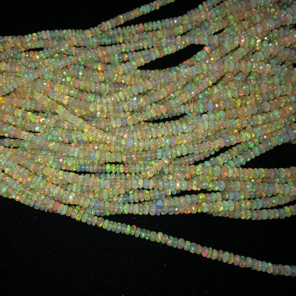 ON SALE - Natural Yellow Ethiopian Opal Faceted Rondelle Beads